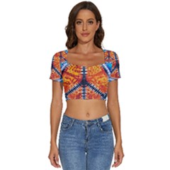 Tie Dye Peace Sign Short Sleeve Square Neckline Crop Top  by Ket1n9