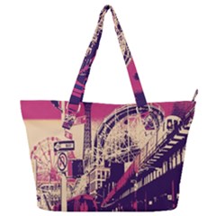 Pink City Retro Vintage Futurism Art Full Print Shoulder Bag