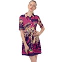 Pink City Retro Vintage Futurism Art Belted Shirt Dress View1