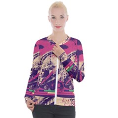 Pink City Retro Vintage Futurism Art Casual Zip Up Jacket