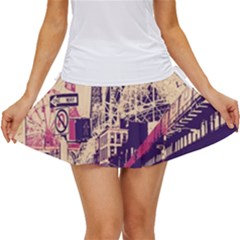 Pink City Retro Vintage Futurism Art Women s Skort