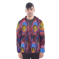 Pretty Peacock Feather Men s Hooded Windbreaker by Ket1n9