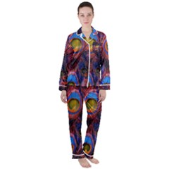 Pretty Peacock Feather Women s Long Sleeve Satin Pajamas Set	 by Ket1n9