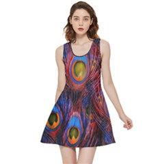 Pretty Peacock Feather Inside Out Reversible Sleeveless Dress by Ket1n9