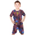 Pretty Peacock Feather Kids  T-Shirt and Shorts Set View1