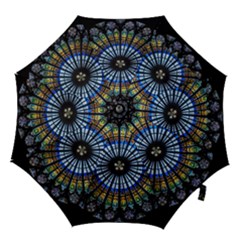 Stained Glass Rose Window In France s Strasbourg Cathedral Hook Handle Umbrellas (small) by Ket1n9