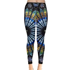 Stained Glass Rose Window In France s Strasbourg Cathedral Everyday Leggings  by Ket1n9