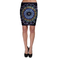 Stained Glass Rose Window In France s Strasbourg Cathedral Bodycon Skirt by Ket1n9