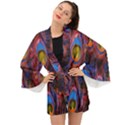 Pretty Peacock Feather Long Sleeve Kimono View1