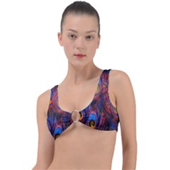 Pretty Peacock Feather Ring Detail Bikini Top by Ket1n9