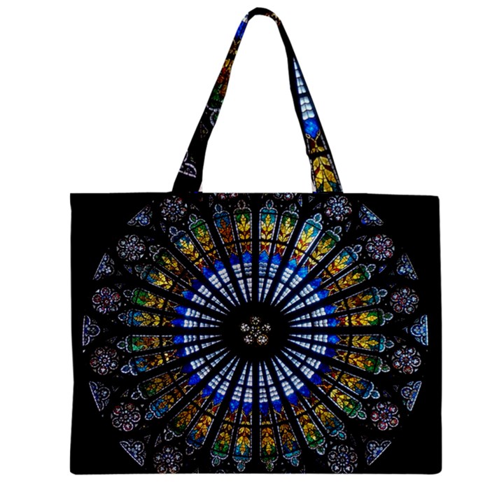 Stained Glass Rose Window In France s Strasbourg Cathedral Zipper Mini Tote Bag