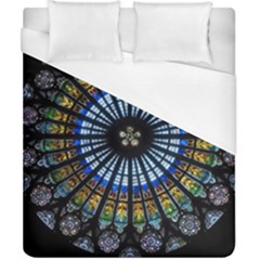 Stained Glass Rose Window In France s Strasbourg Cathedral Duvet Cover (california King Size) by Ket1n9