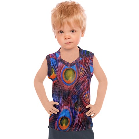 Pretty Peacock Feather Kids  Sport Tank Top by Ket1n9