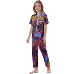 Pretty Peacock Feather Kids  Satin Short Sleeve Pajamas Set by Ket1n9