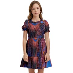 Pretty Peacock Feather Kids  Puff Sleeved Dress by Ket1n9