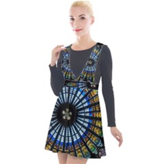 Stained Glass Rose Window In France s Strasbourg Cathedral Plunge Pinafore Velour Dress by Ket1n9