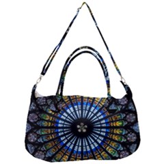 Stained Glass Rose Window In France s Strasbourg Cathedral Removable Strap Handbag by Ket1n9