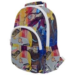 Graffiti-mural-street-art-painting Rounded Multi Pocket Backpack by Ket1n9