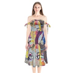 Graffiti-mural-street-art-painting Shoulder Tie Bardot Midi Dress by Ket1n9