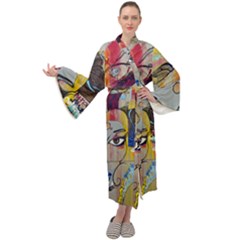 Graffiti-mural-street-art-painting Maxi Velvet Kimono by Ket1n9