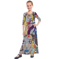 Graffiti-mural-street-art-painting Kids  Quarter Sleeve Maxi Dress by Ket1n9