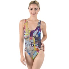 Graffiti-mural-street-art-painting High Leg Strappy Swimsuit by Ket1n9