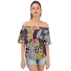 Graffiti-mural-street-art-painting Off Shoulder Short Sleeve Top by Ket1n9