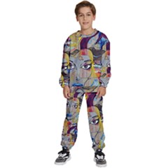 Graffiti-mural-street-art-painting Kids  Sweatshirt Set by Ket1n9