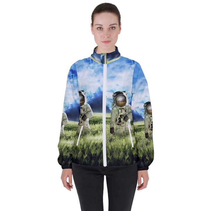 Astronaut Women s High Neck Windbreaker