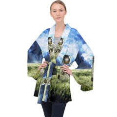 Astronaut Long Sleeve Velvet Kimono  by Ket1n9