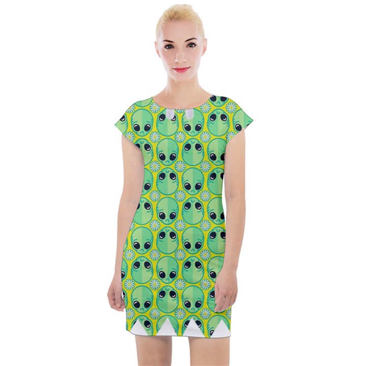 Alien Pattern- Cap Sleeve Bodycon Dress