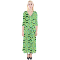 Alien Pattern- Quarter Sleeve Wrap Maxi Dress by Ket1n9