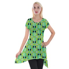 Alien Pattern- Short Sleeve Side Drop Tunic by Ket1n9