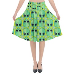 Alien Pattern- Flared Midi Skirt by Ket1n9