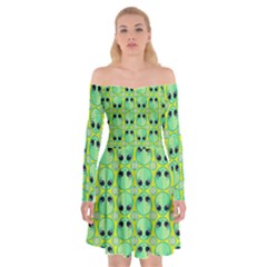 Alien Pattern- Off Shoulder Skater Dress by Ket1n9