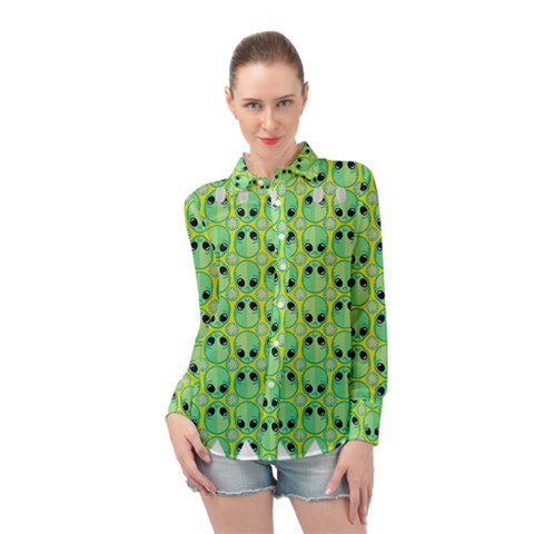 Alien Pattern- Long Sleeve Chiffon Shirt by Ket1n9