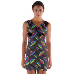 Alien Patterns Vector Graphic Wrap Front Bodycon Dress by Ket1n9