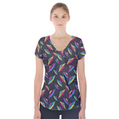 Alien Patterns Vector Graphic Short Sleeve Front Detail Top by Ket1n9