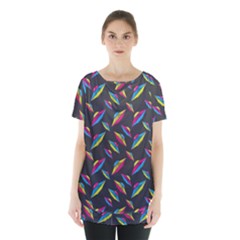 Alien Patterns Vector Graphic Skirt Hem Sports Top by Ket1n9