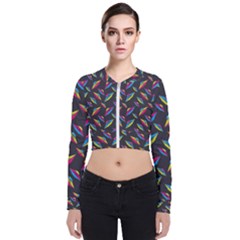 Alien Patterns Vector Graphic Long Sleeve Zip Up Bomber Jacket by Ket1n9