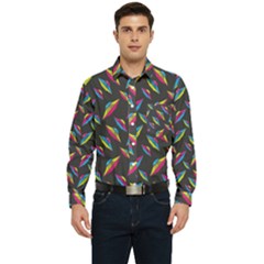 Alien Patterns Vector Graphic Men s Long Sleeve Pocket Shirt  by Ket1n9