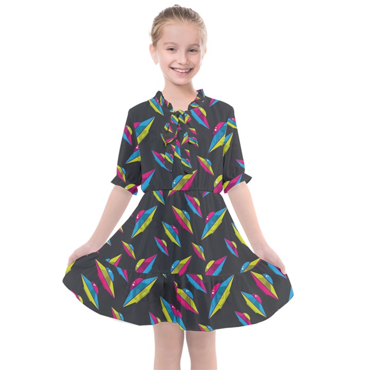 Alien Patterns Vector Graphic Kids  All Frills Chiffon Dress