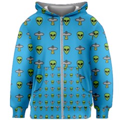 Alien Pattern Kids  Zipper Hoodie Without Drawstring by Ket1n9