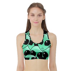 Art Alien Pattern Sports Bra With Border by Ket1n9