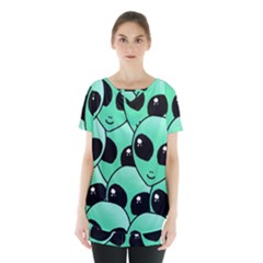 Art Alien Pattern Skirt Hem Sports Top by Ket1n9