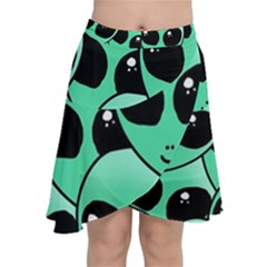 Art Alien Pattern Chiffon Wrap Front Skirt by Ket1n9