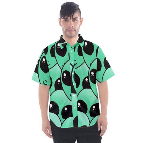 Art Alien Pattern Men s Short Sleeve Shirt by Ket1n9