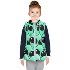 Art Alien Pattern Kids  Hooded Puffer Vest by Ket1n9