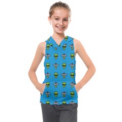 Alien Pattern Kids  Sleeveless Hoodie by Ket1n9