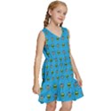 Alien Pattern Kids  Sleeveless Tiered Mini Dress View3